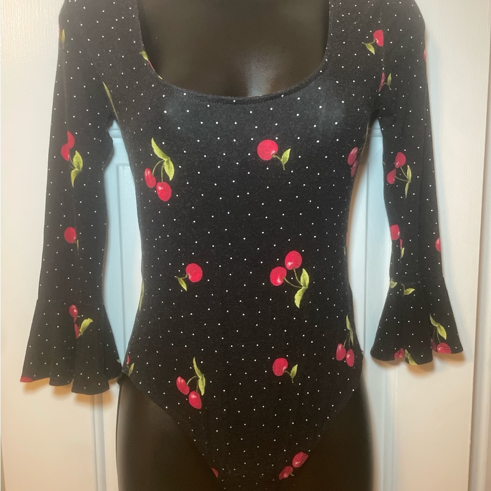 Forever 21 Black Cherry Print Bodysuit
